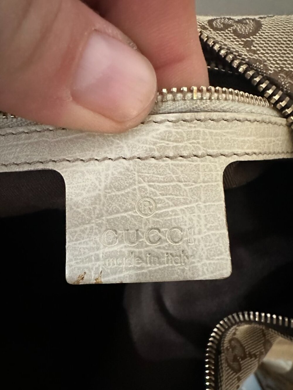 Gucci GG Canvas Large Horsebit Hobo Ivory White Leather Trim Silver Hardware - Picture 8 of 9